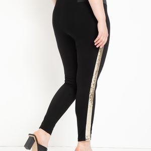 Eloquii Leggings with Sequin Side Stripe
